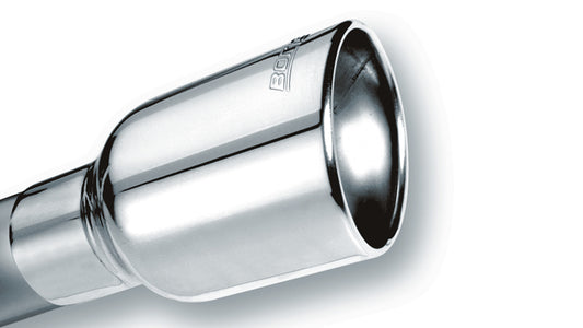 Borla 20154 Polished Exhaust Tip Single Round Rolled Angle-Cut with Clamp