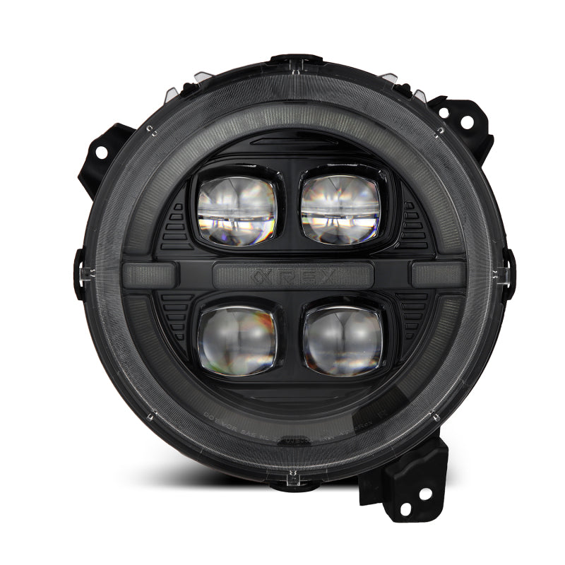AlphaRex 880867 18-23 Jeep Wrangler JL/Gladiator JT LED Projector Headlights Alpha-Black w/ Activation Light/Sequential Signal
