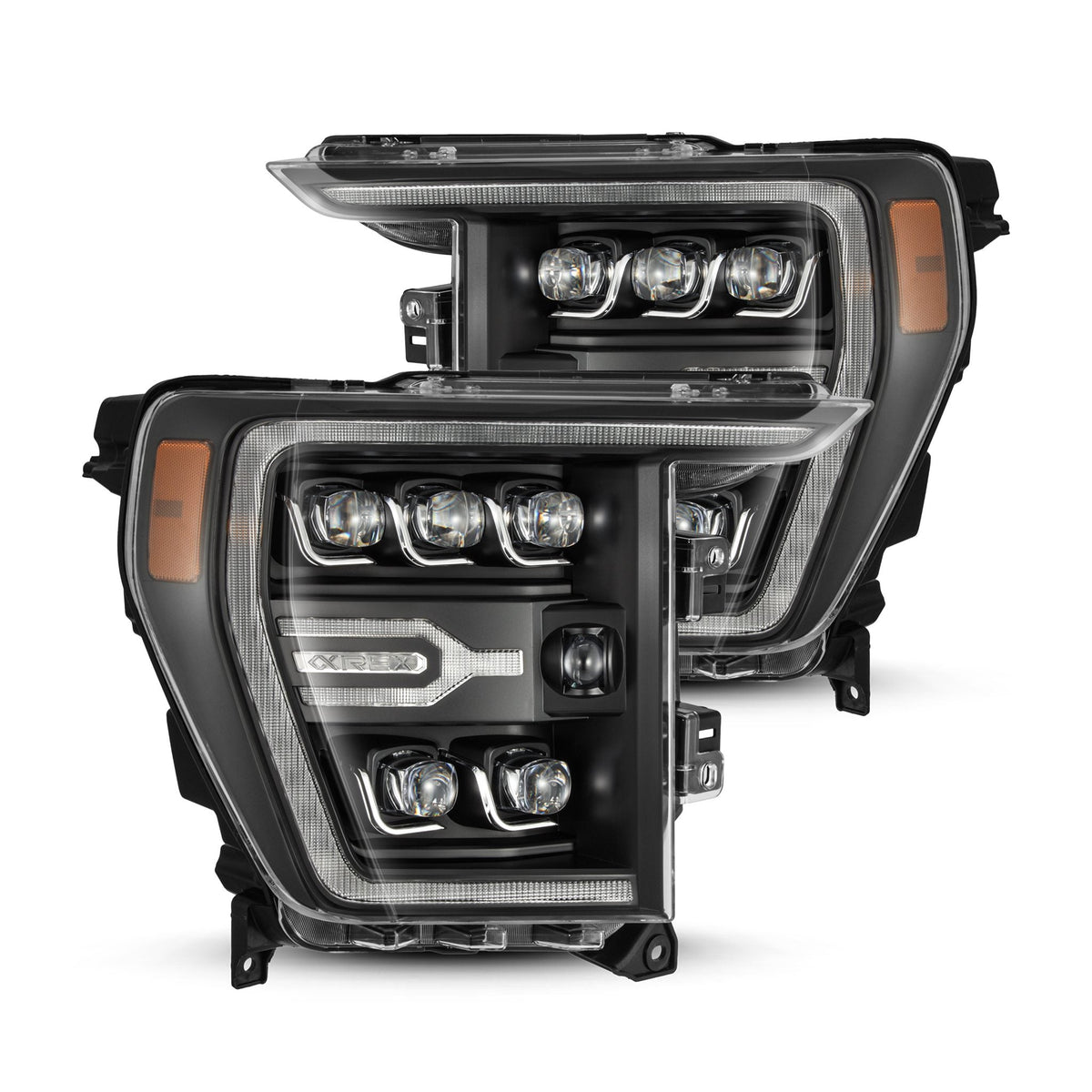 AlphaRex 880137 21-22 Ford F-150 NOVA LED Projector Headlights Plank Style Black with Activation Light/Sequential Signal