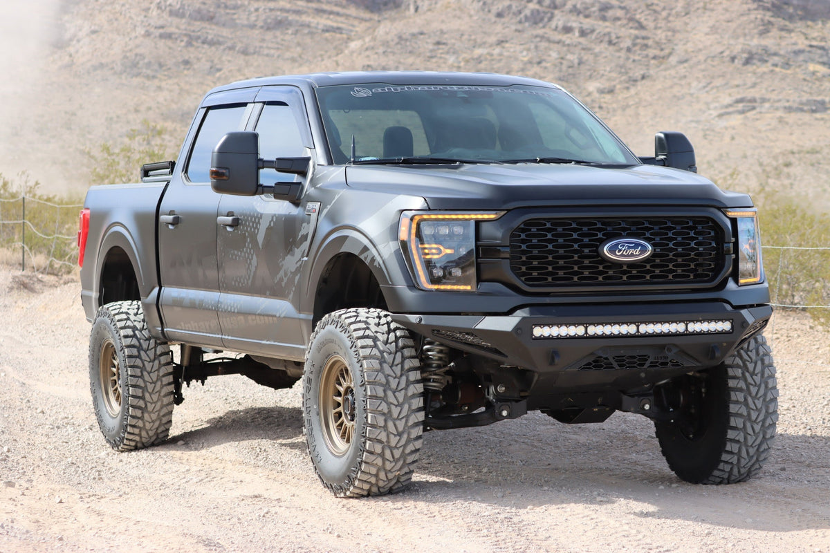 AlphaRex 880137 21-22 Ford F-150 NOVA LED Projector Headlights Plank Style Black with Activation Light/Sequential Signal