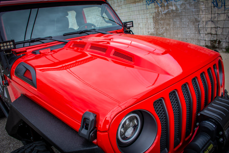 DV8 Offroad 18+ Jeep JL Heat Dispersion Hood - Primer Black - #HDMBJL-01