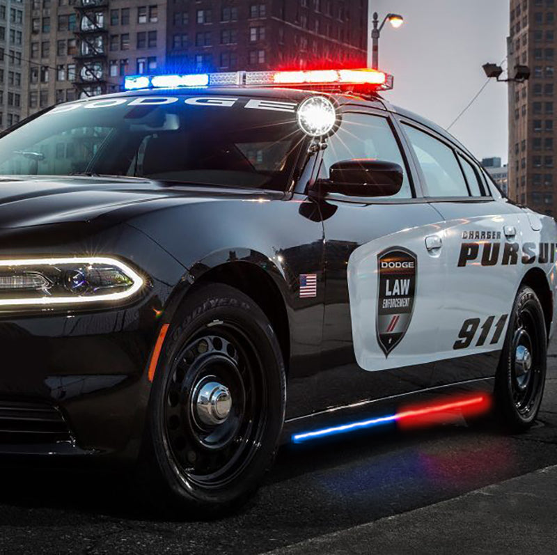 Putco for 2011-2023 Dodge Charger Police Pursuit Blade Rocker Sideliners - Red & White with White Override