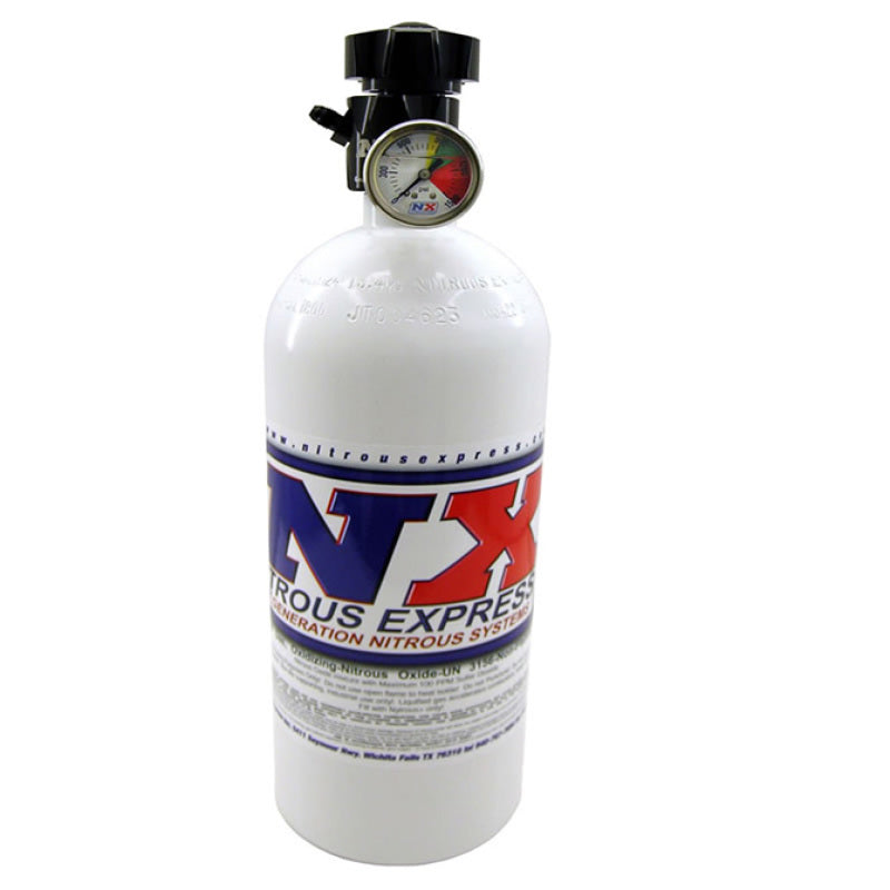 Nitrous Express 15lb Bottle w/Lightning 500 Valve & Pressure Gauge 11151