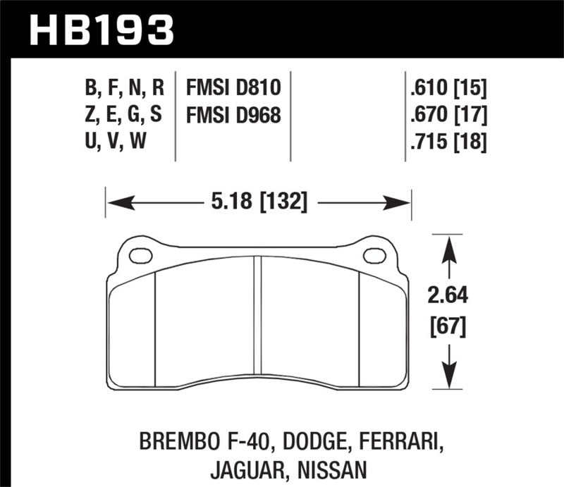 Hawk Performance HB193E.670 Blue 9012 Motorsport Brake Pads