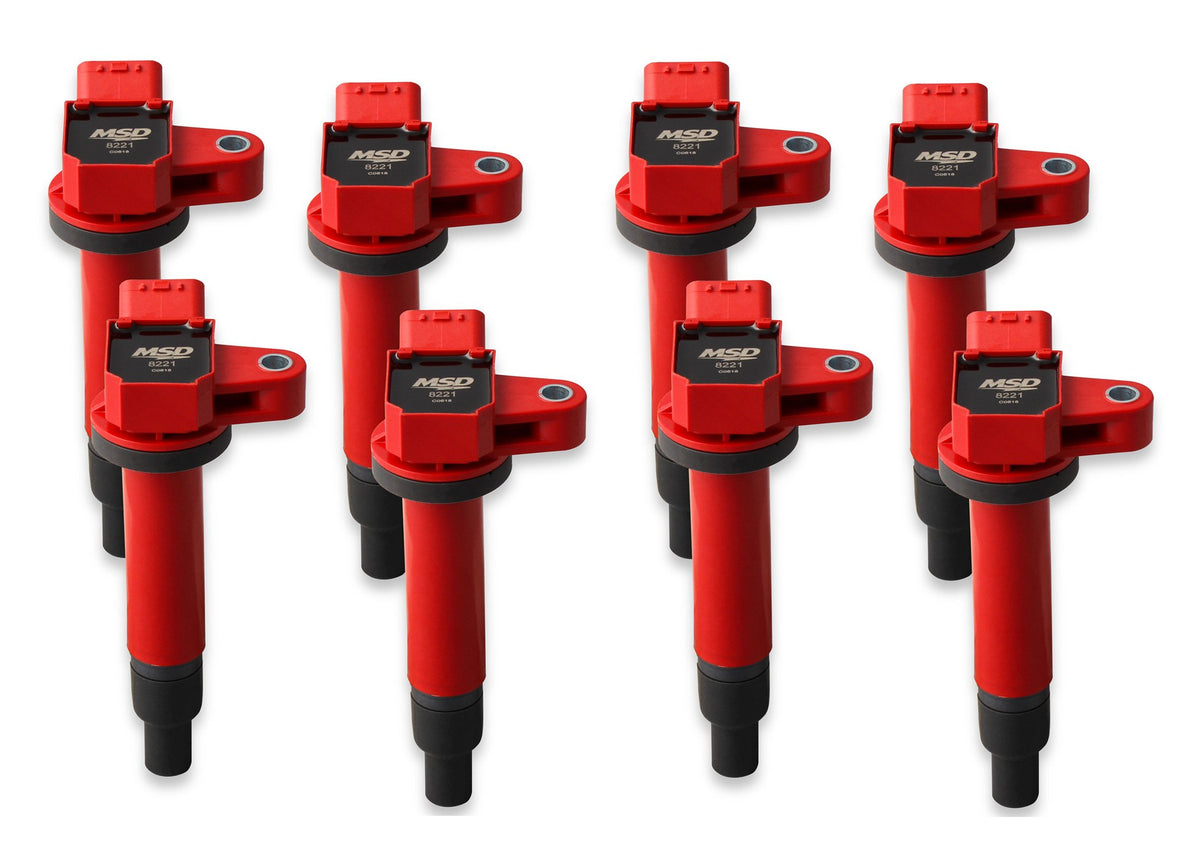 MSD 82218 Coil - Blaster Series - for Toyota/Lexus V8 - 4.3L/4.7L - Red - 8-Pack
