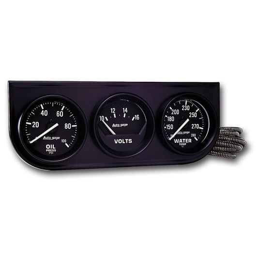 AutoMeter 2397 AutoGage 3-Gauge Console 2-1/16in Mechanical Oil Pressure/Volt/Water Temperature