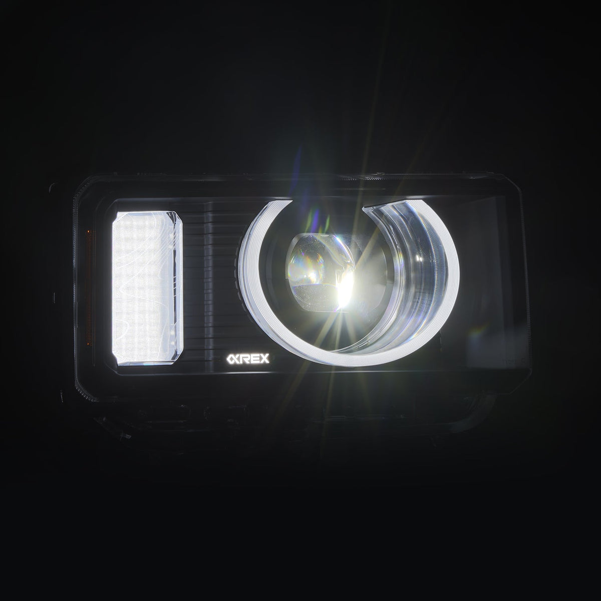 AlphaRex 880899 24-26 Toyota LC Heritage LUXX LED Projector Headlight Black with Activation Light/Sequential Signal/Switchback