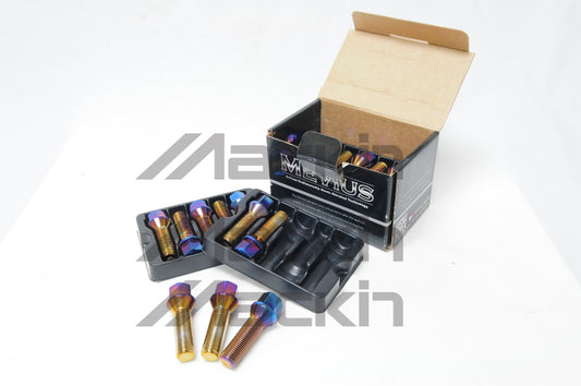 Wheel Mate 40612BR Mevius Lug Bolt Set Black M14x1.50 40mm Ball Seat 14mm Radius - Set of 20