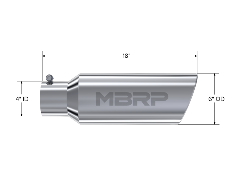 MBRP T5130 Exhaust Tip - 6" OD; Rolled end; 4" ID; 18" length | T304 Stainless