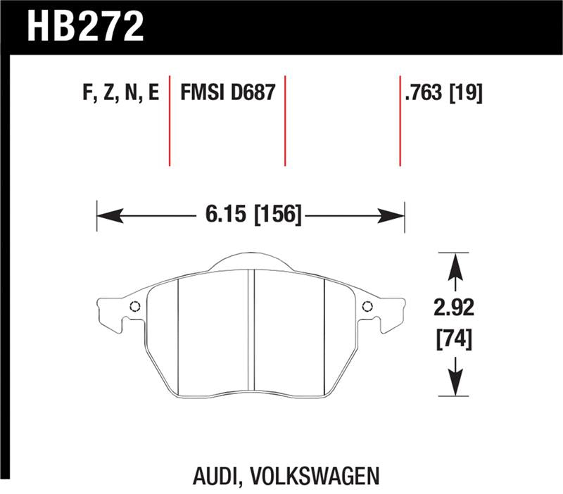 Hawk Performance HB272E.763 Blue 9012 Motorsport Brake Pads