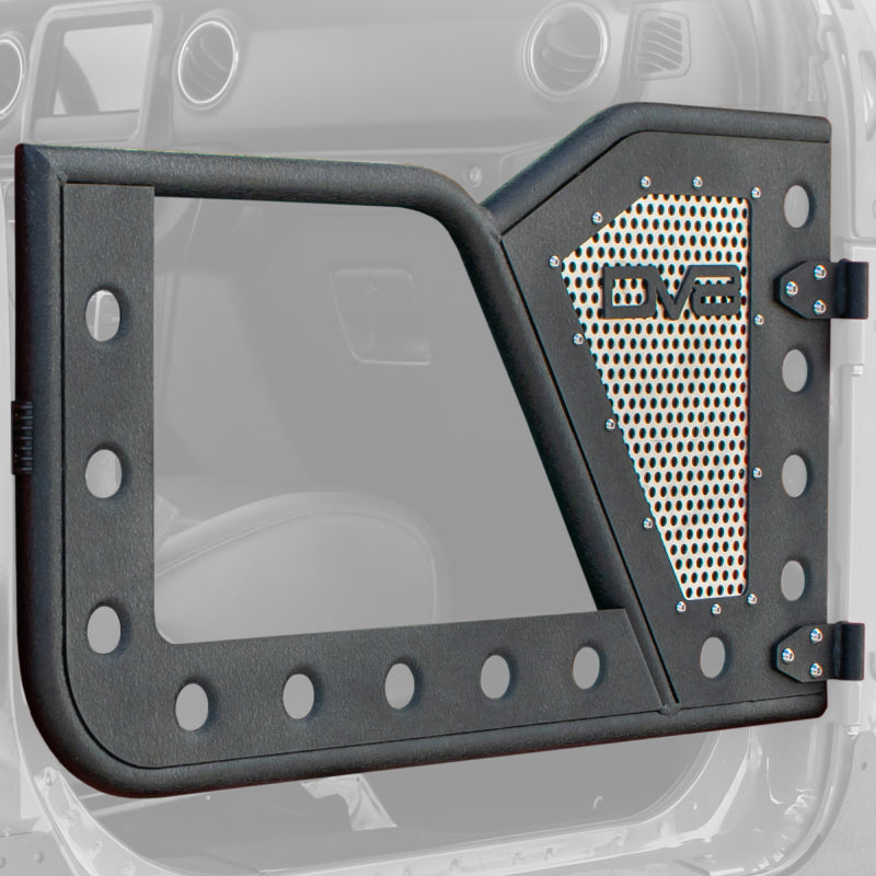 DV8 Offroad Jeep 18+ Wrangler JL / 20+ Gladiator JT Front Rock Doors w/ Perforated Aluminum Mesh - #RDJL-01F