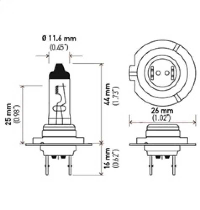 HELLA H7 12V 55W PX26d HP 2.0 Halogen Bulbs Pair