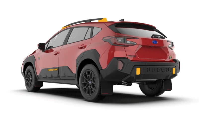 Rally Armor UR Mud Flaps - 2024-2026 Subaru Crosstrek - Black/Orange Logo - #MF116-UR-BLK-WOR