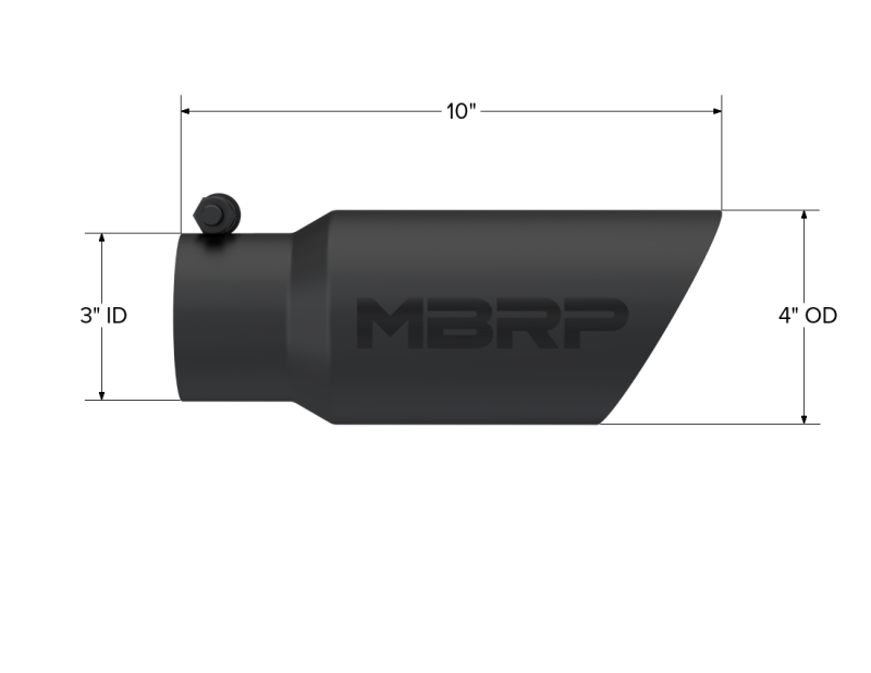 MBRP T5156BLK Exhaust Tip - 4" OD; Dual Wall Angled; 3" inlet; 10" length | Black Coated