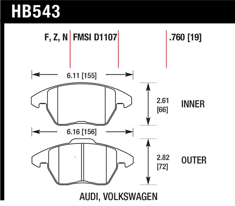 Hawk Performance HB543G.760 DTC-60 Motorsport Brake Pads