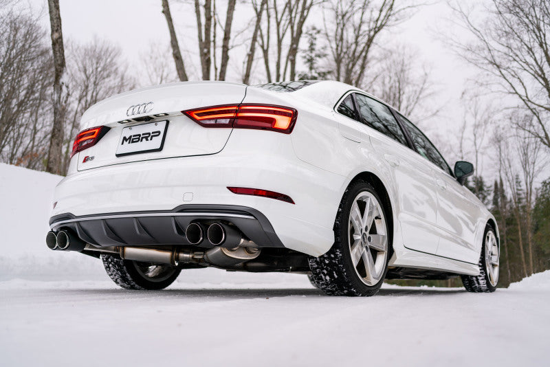 MBRP S46013CF 15-18 Audi S3 SS 3in Quad Split Rear Exit w/ Carbon Fiber Tips - T304 - #S46013CF