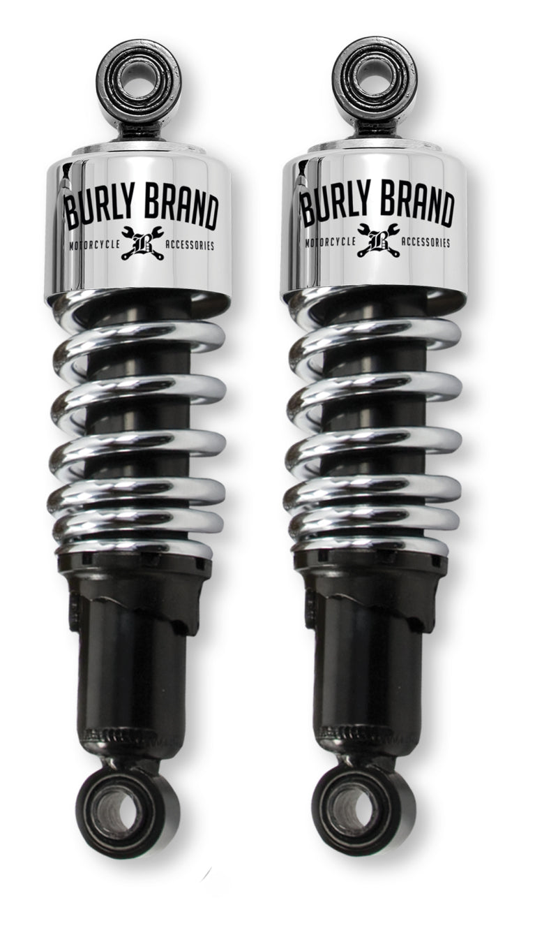 Burly Brand B28-1202 Shocks 10.5 in Chrome for 1991-2017 Harley-Davidson Dyna