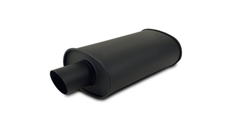 Vibrant StreetPower FLAT BLACK Oval Muffler with Single 3in Outlet - 3in inlet