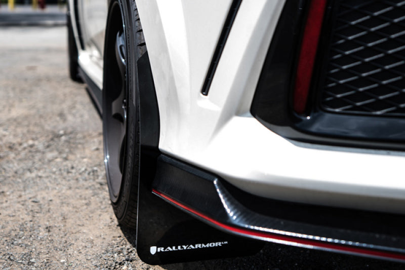 Rally Armor UR Mud Flaps - 2017-2021 Honda Civic - Black/White Logo - #MF47-UR-BLK/WH