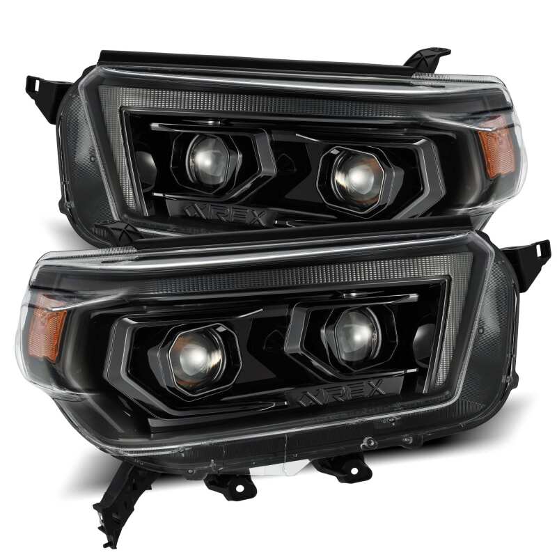 AlphaRex 880756 10-13 Toyota 4Runner LUXX LED Projector Headlights Plank Style Alpha Black w/Sequential Signal/DRL