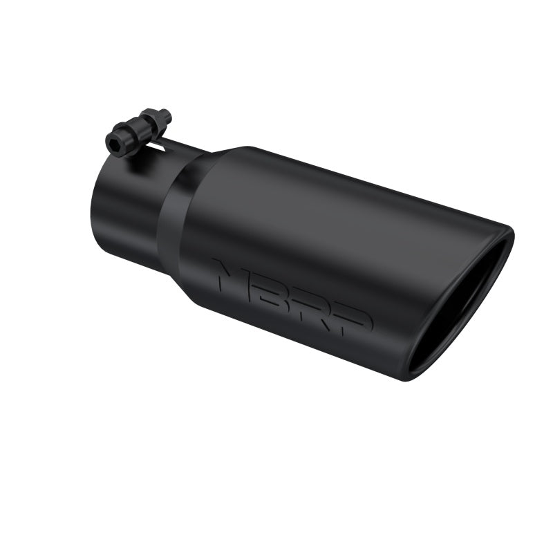MBRP T5155BLK Exhaust Tip - 4" OD; Angled Cut Rolled End; 3" inlet; 10" length | Black Coated