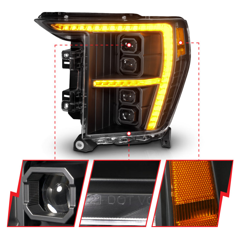 ANZO 2021-2023 Ford F-150 Z-Series LED Projector Headlights (w/Factory Halogen) - Passenger Side