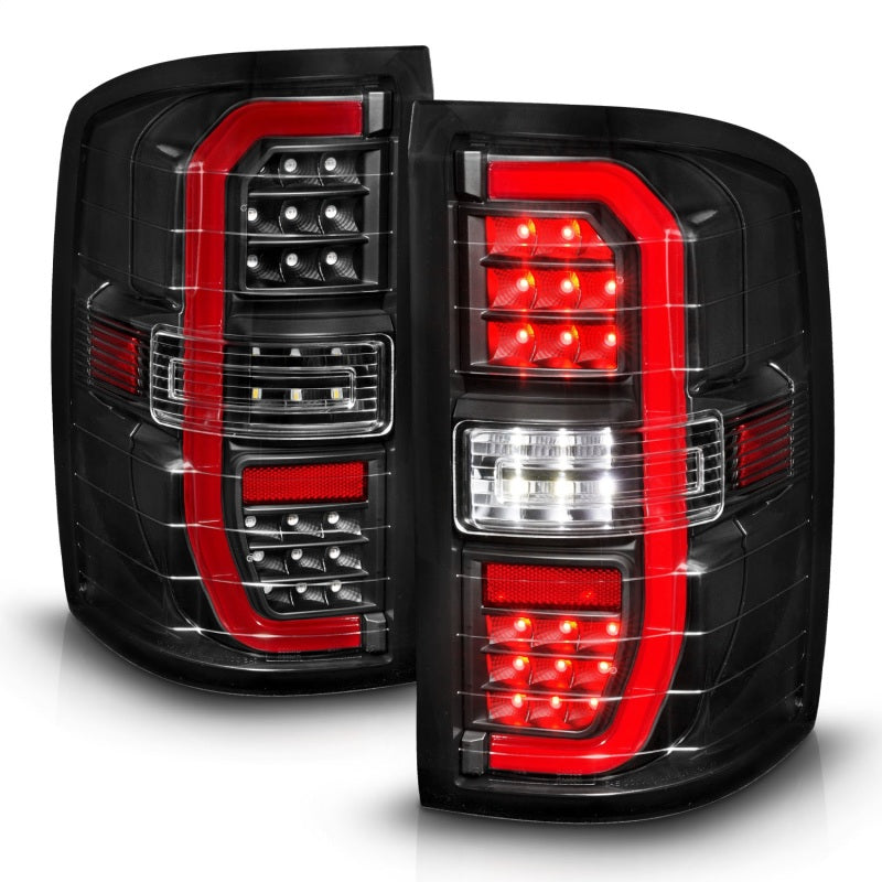 ANZO 14-19 GMC Sierra 1500 Full LED Taillights Black Housing Clear Lens (w/C Light Bars)