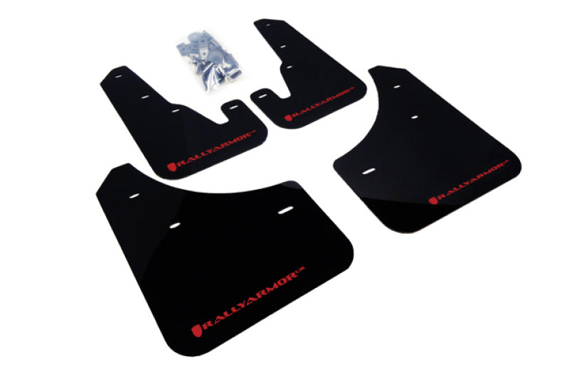 Rally Armor UR Mud Flaps - 2004-2009 Mazda 3 - Black/Red Logo - #MF9-UR-BLK/RD