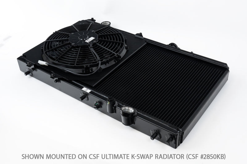 CSF 2858FB Alum Fan Shroud w/12in SPAL Fan for 92-00 Honda Civic Black Finish