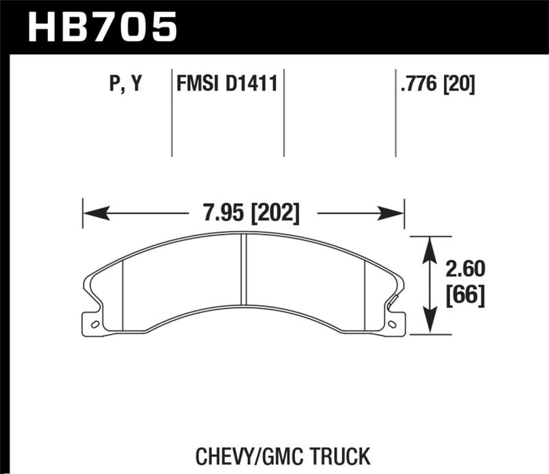 Hawk Performance HB705Y.776 LTS Light Truck and SUV Street Brake Pads