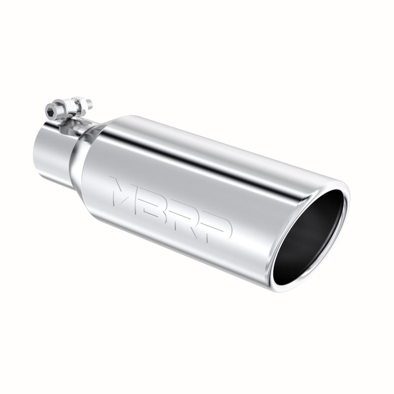 MBRP T5150 Exhaust Tip - 4" OD; Angled Rolled End; 2.5" inlet; 12" length | T304 Stainless