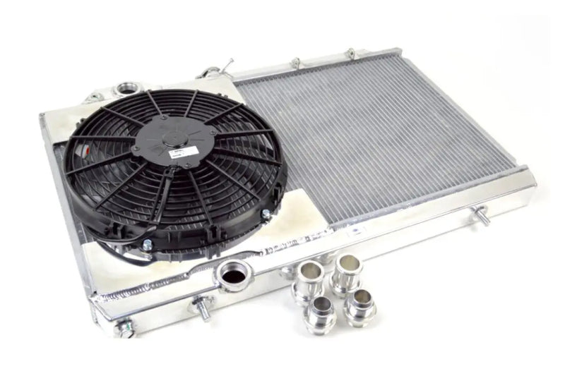 CSF 7075 Radiator w/ 12in Fan & Shroud/ -16AN & Slip for 96-07 Mitsubishi Evo 4