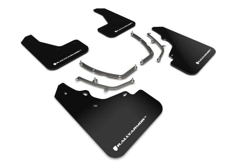 Rally Armor UR Mud Flaps - 2019-2025 Mazda 3 - Black/White Logo - #MF61-UR-BLK/WH