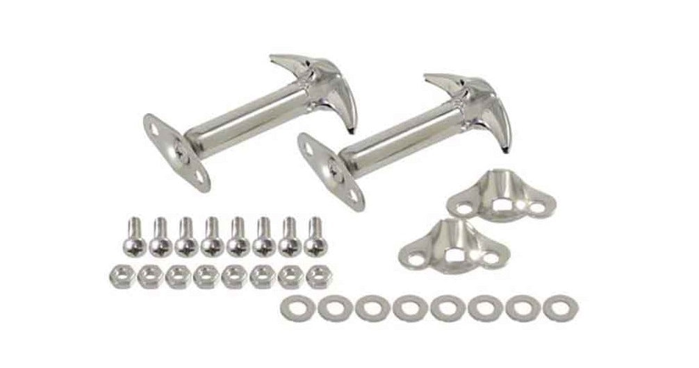Kentrol 30401 Hood Catch Pair for 1955-1995 Jeep CJ Wrangler YJ - Polished Silver