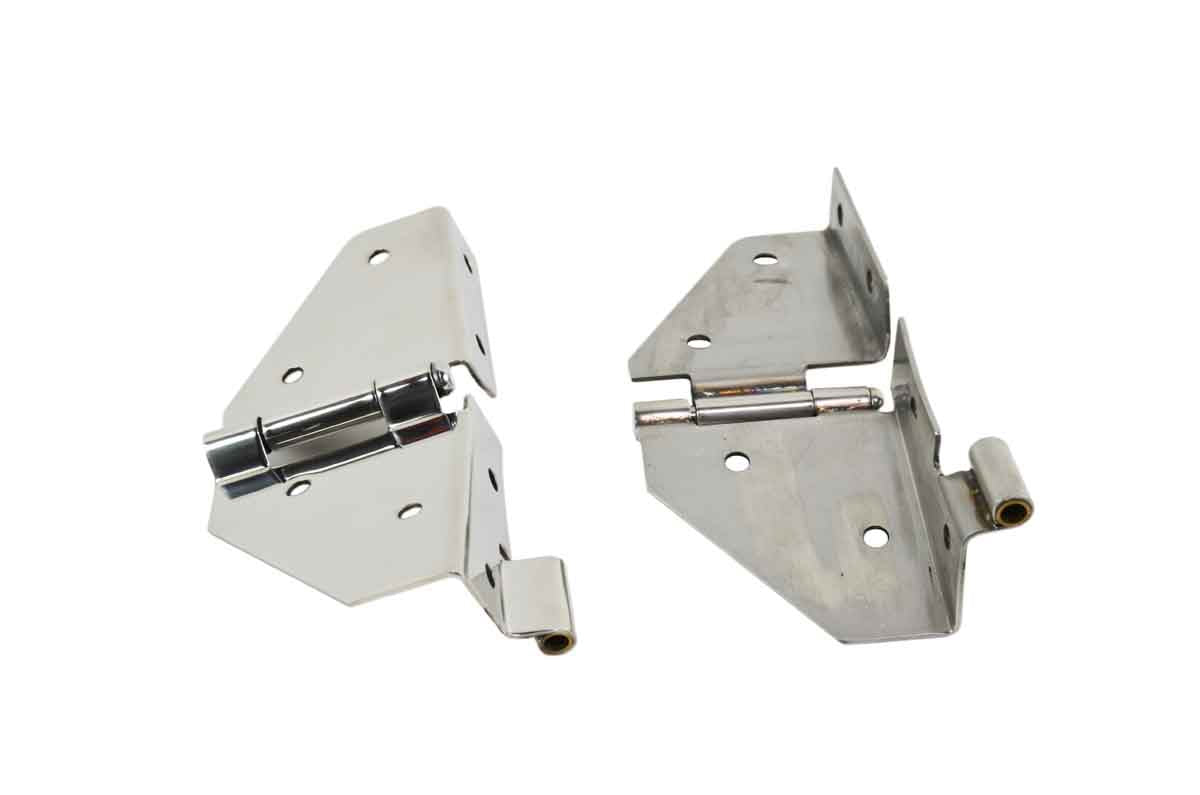 Kentrol 30427 Windshield Hinge Pair without Mirror Holes for 1976-1995 Jeep CJ Wrangler YJ - Polished Silver