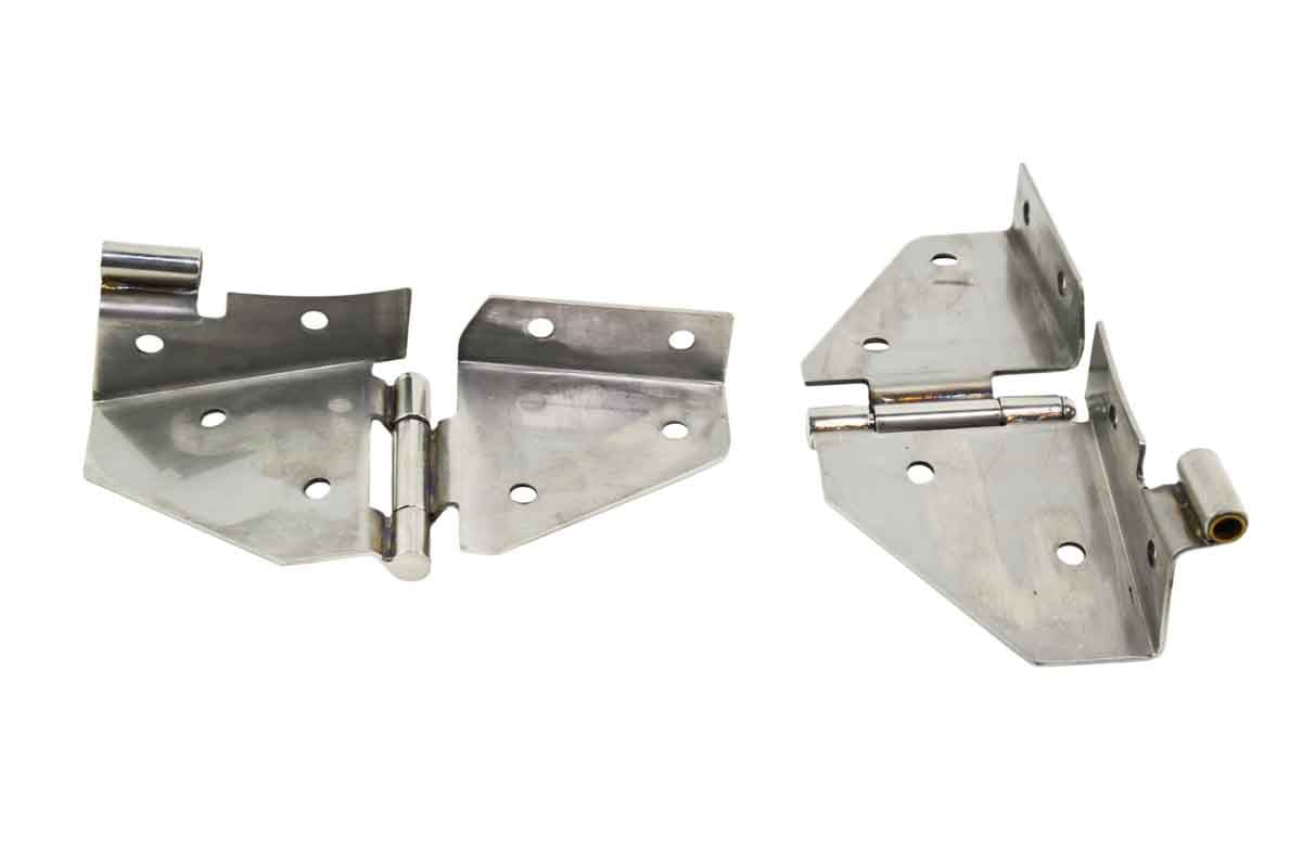 Kentrol 30427 Windshield Hinge Pair without Mirror Holes for 1976-1995 Jeep CJ Wrangler YJ - Polished Silver