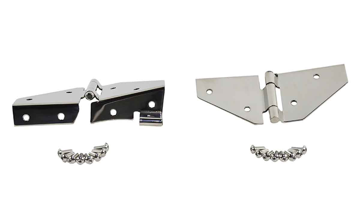Kentrol 30427 Windshield Hinge Pair without Mirror Holes for 1976-1995 Jeep CJ Wrangler YJ - Polished Silver