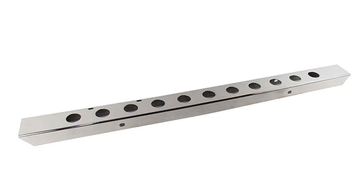 Kentrol 30429 54in Front Bumper with License Plate Holes for 1955-1986 Jeep CJ5 CJ7 CJ8 - Polished Silver