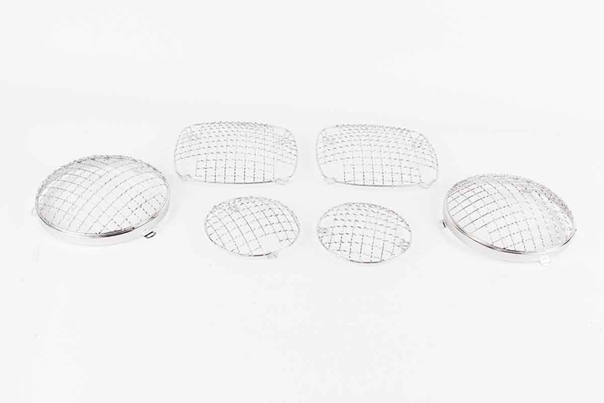 Kentrol 30465 Wire Mesh Light Guard Set 6 Piece for 1976-1986 Jeep CJ7 - Polished Silver