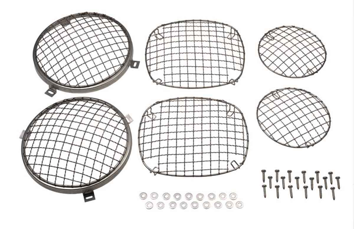 Kentrol 30465 Wire Mesh Light Guard Set 6 Piece for 1976-1986 Jeep CJ7 - Polished Silver