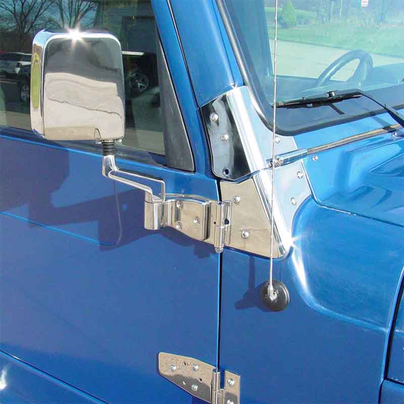 Kentrol 30477 Windshield Hinge Pair for 1997-2006 Jeep Wrangler TJ LJ - Polished Silver