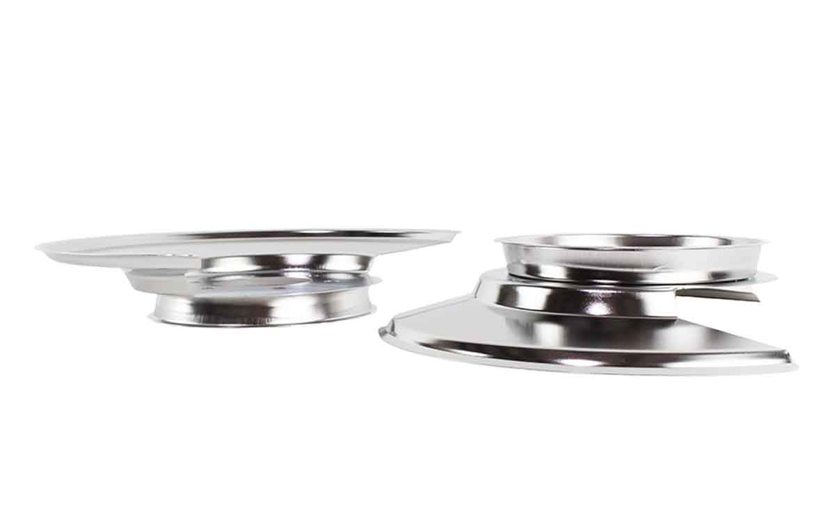 Kentrol 30501 Disc Brake Dust Covers Pair for 1976-1977 Jeep CJ5 CJ7 - Polished Silver