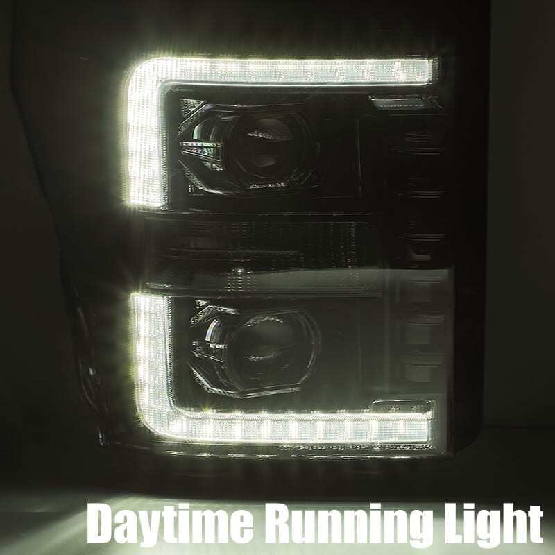 AlphaRex 880146 11-16 Ford F-350 SD LUXX LED Projector Headlights Plank Style Black w/Activation Light/Sequential Signal