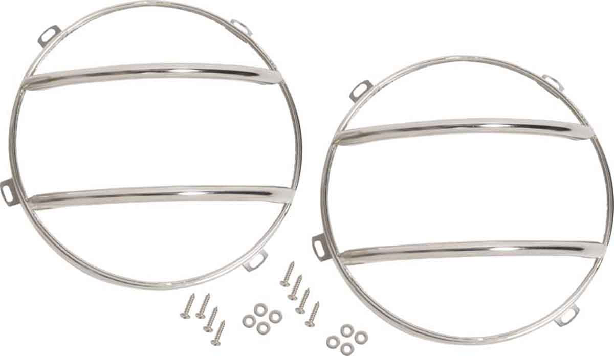 Kentrol 30573 Euro Headlight Guards Pair for 2007-2018 Jeep Wrangler JK - Polished Silver