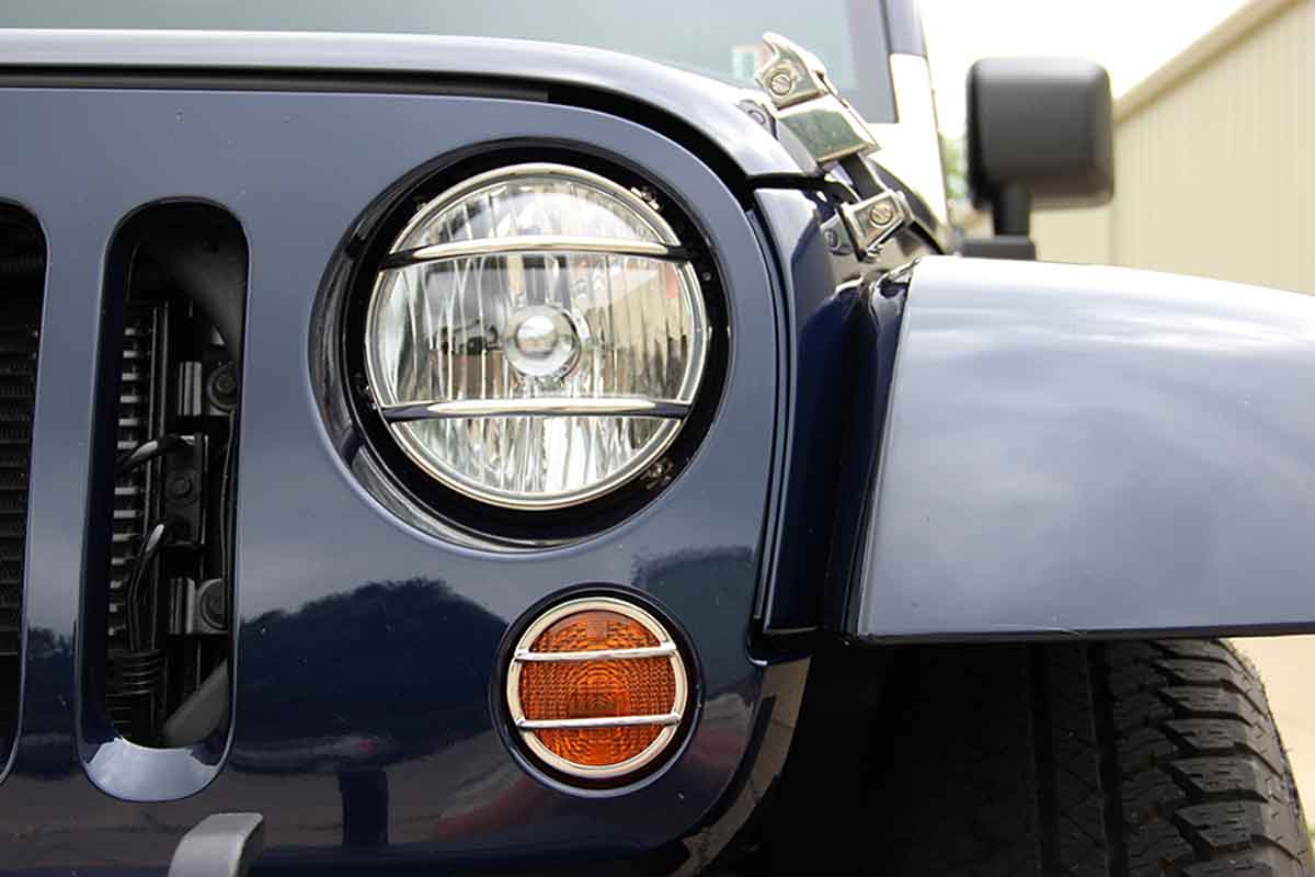 Kentrol 30573 Euro Headlight Guards Pair for 2007-2018 Jeep Wrangler JK - Polished Silver