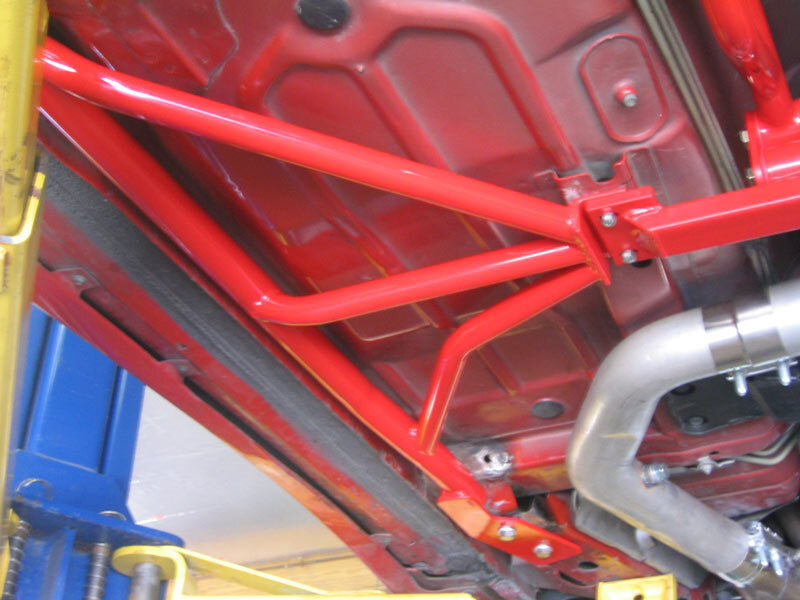UMI Performance 2004-R 3-Point Subframe Connectors Bolt-In Red