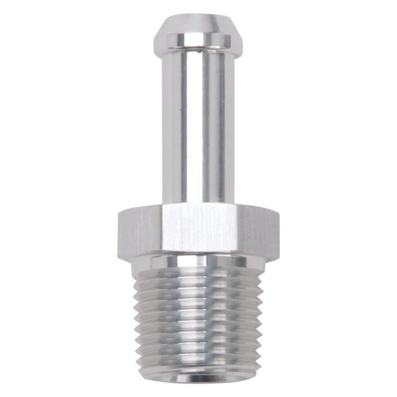 Edelbrock 8118 Hose End Straight 3/8 in NPT to 3/8 in Barb Clear Anodized