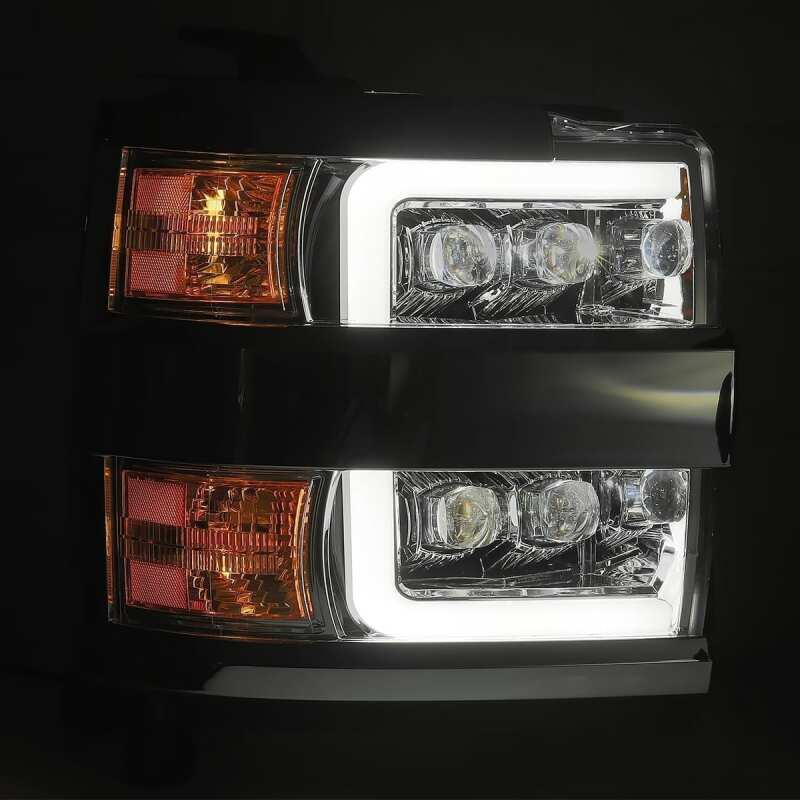 AlphaRex 880227 15-18 Chevrolet 2500 HD NOVA LED Projector Headlights Plank Style Black with Activation Light/Sequential Signal/DRL