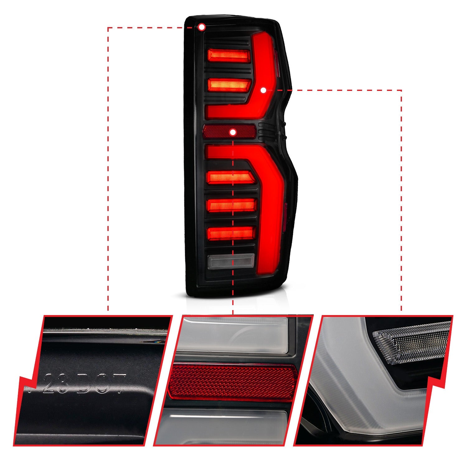 ANZO 23-25 Chevy Colorado Full LED Tail Lights Ignition Initiation / SeqSig Black - Pair
