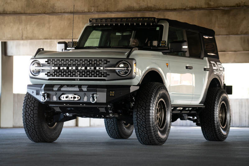 DV8 Offroad 2021+ Ford Bronco Front Bumper Winch Capable w/ Optional Bull Bar/Aux Light Opening - #FBBR-01
